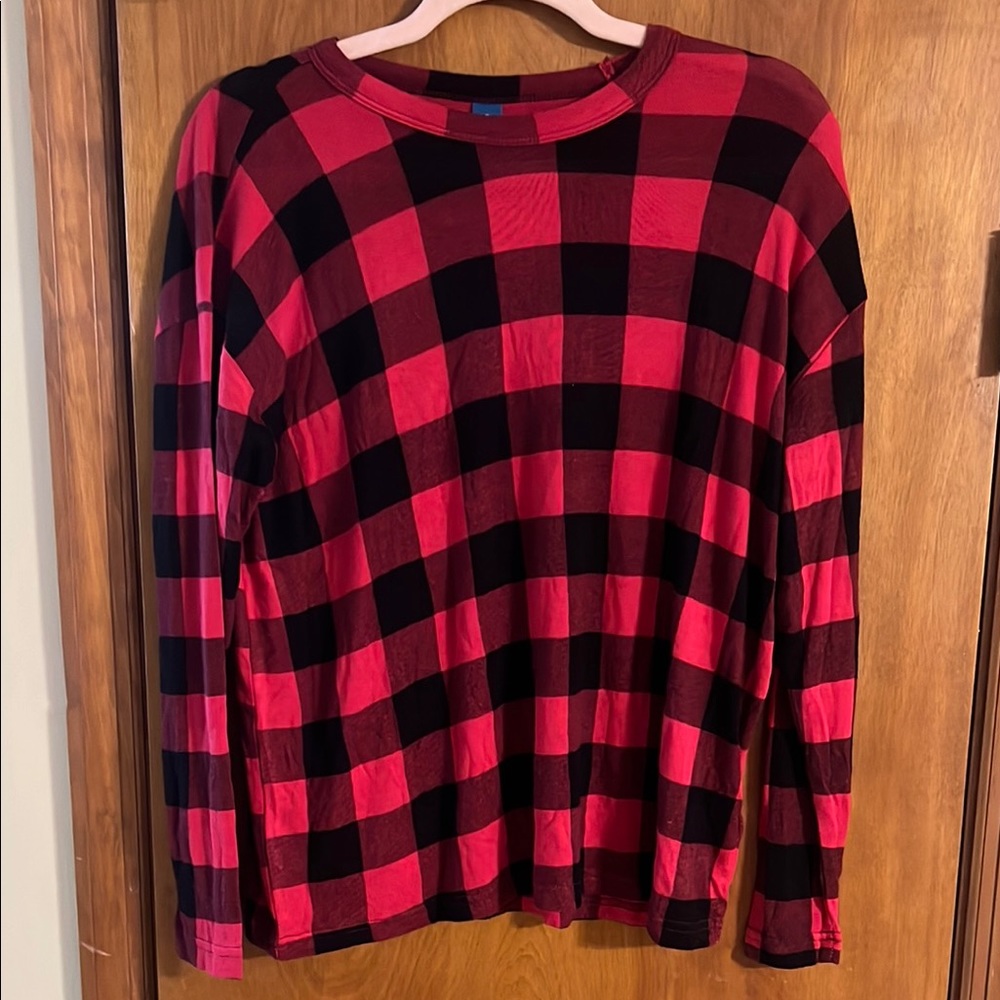 Red and Black Checkered Long Sleeve Shirt